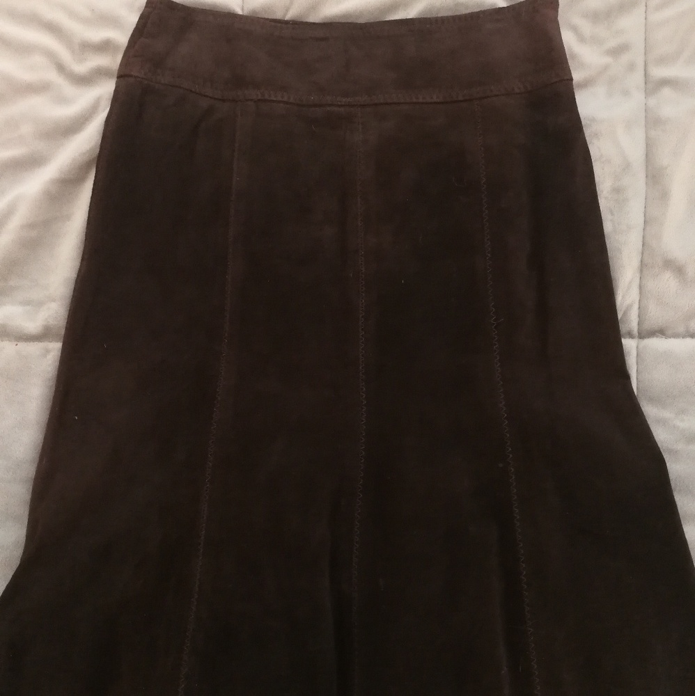 Jungal suede leather skirt